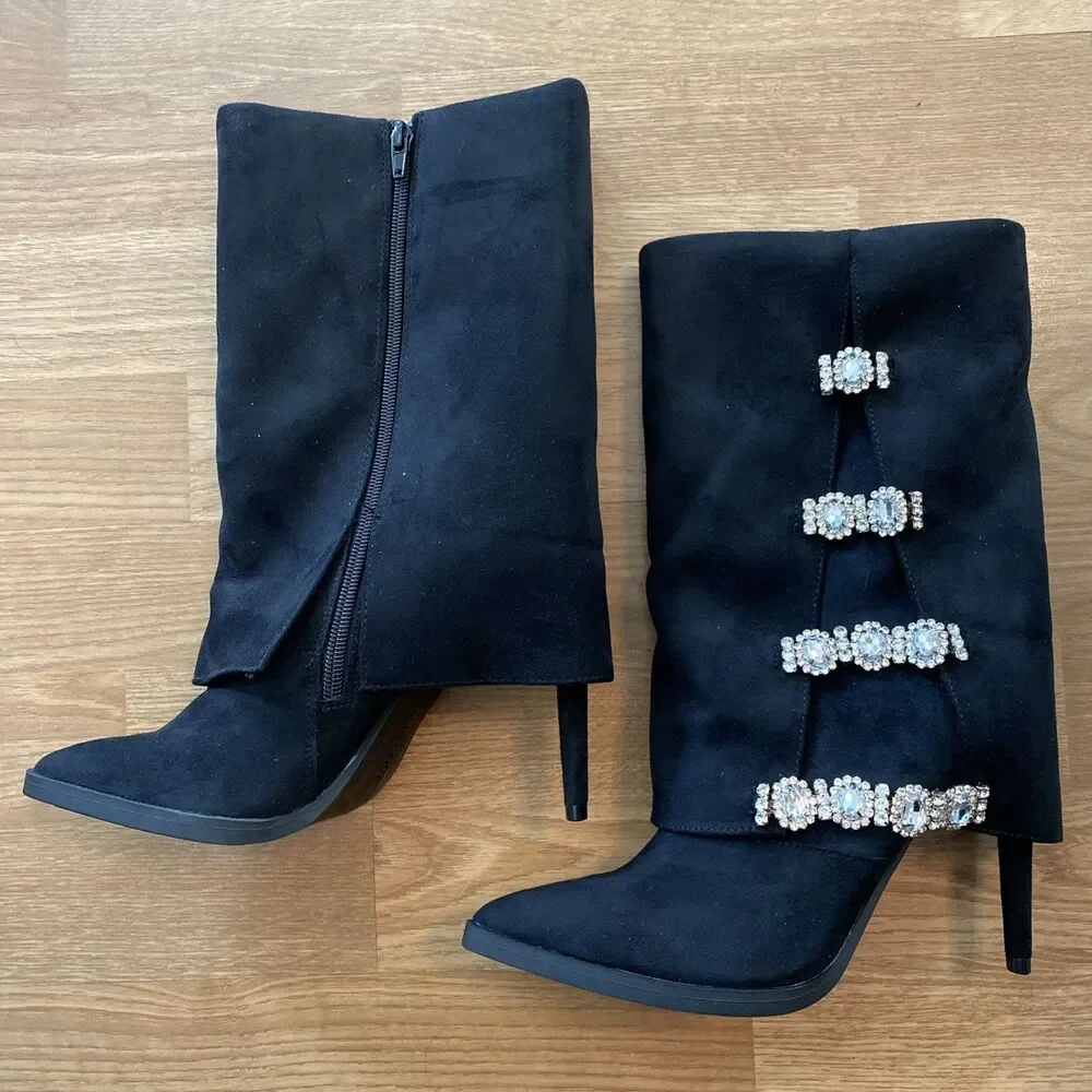 Thalia Sodi Nami Pointed-Toe Rhinestone Embellished Boots NEW Size 7M - Picture 6 of 15